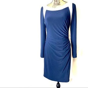 Lauren Ralph Lauren dress navy and cream bodycon